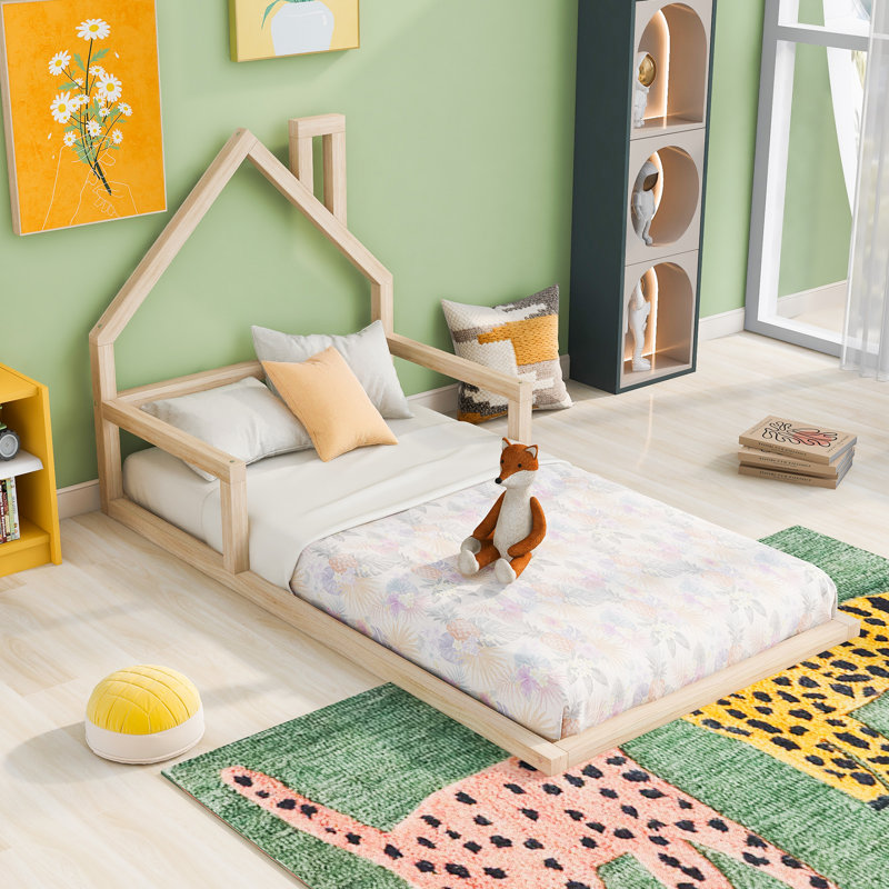 Wood Platform Bed, Twin, Natural