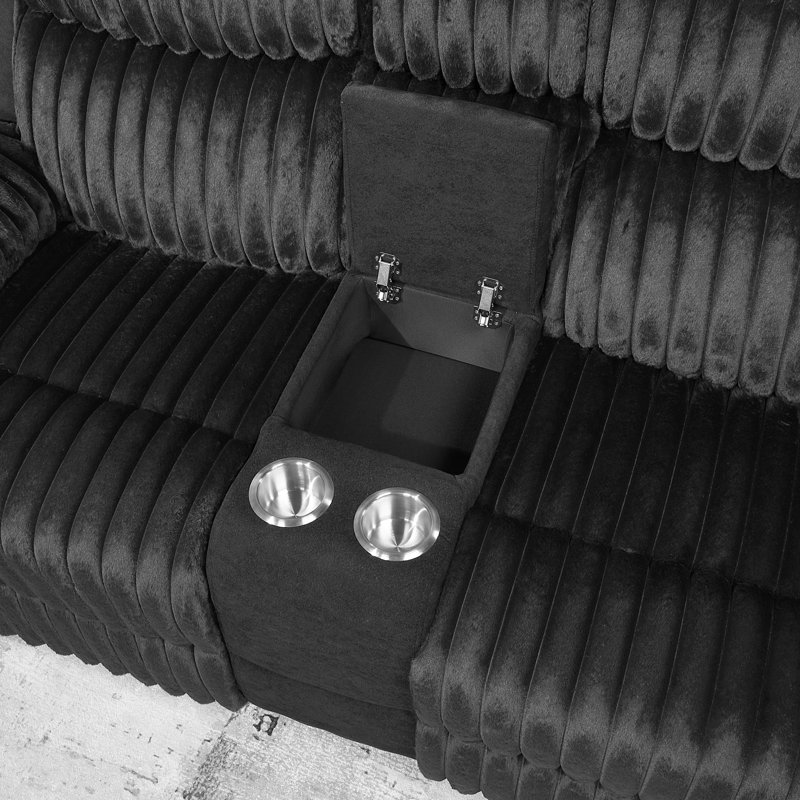 Canapé inclinable deux places Plush 522F79981EFF4A85A37B7BBA6D7F1054 Noir