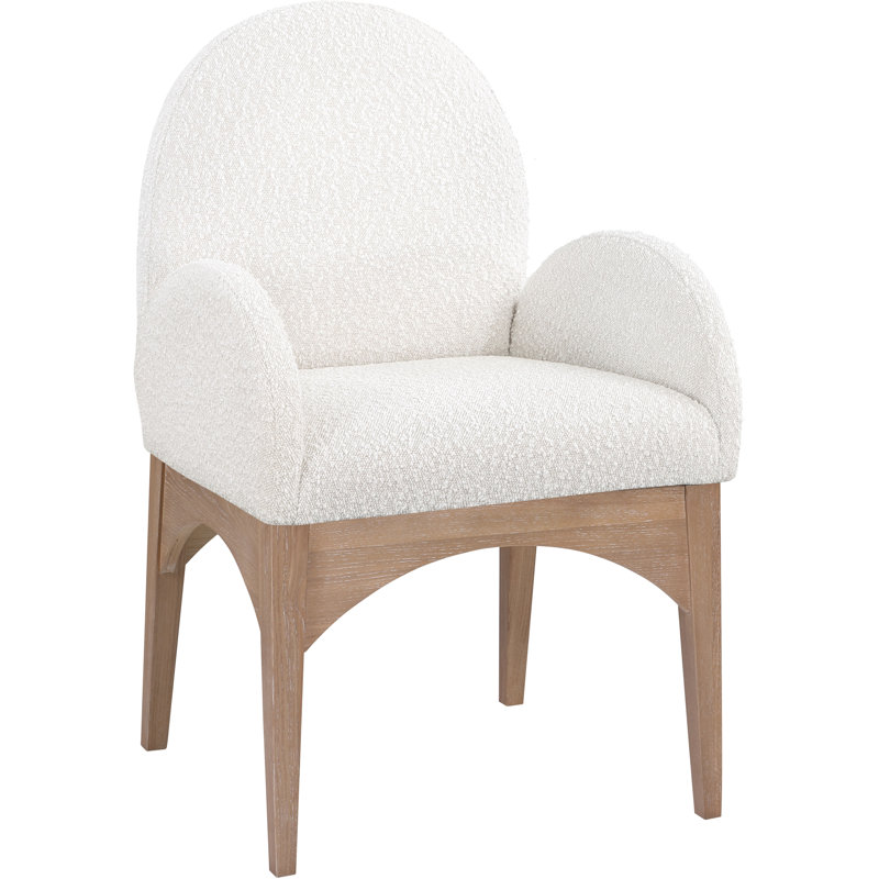 Waldorf Fabric Arm Chair Dining Chair, Natural, Cream Boucle Fabric
