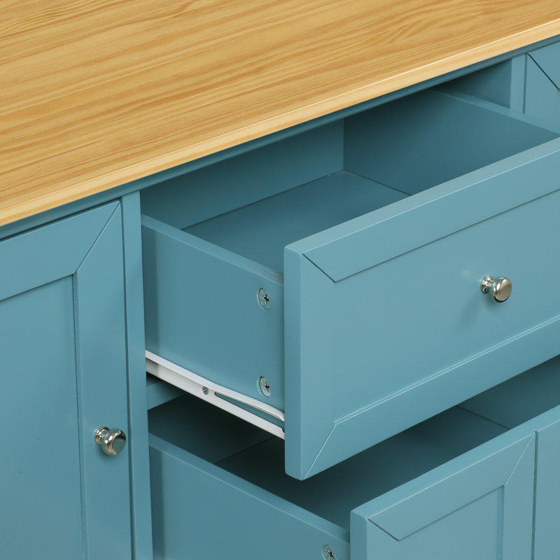Buffet 44 po avec rangement ChicCraft - bleu et blond, Bleu / Naturel
