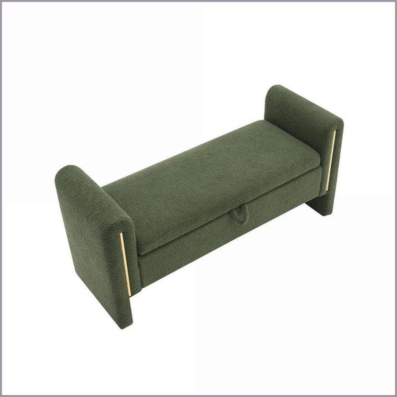Banc de lit en tissu avec rangement Teddy | Moderne | Gris, Gris