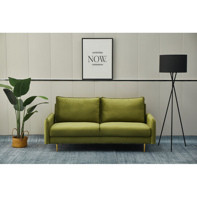 Emteas 57.3'' Velvet Loveseat, 34" H x 57.3" W x 32" D, Army Green Velvet