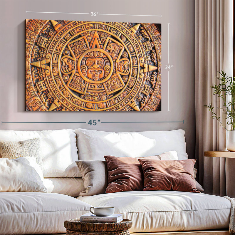 Aztec Calendar Canvas Print, 24" H x 36" W