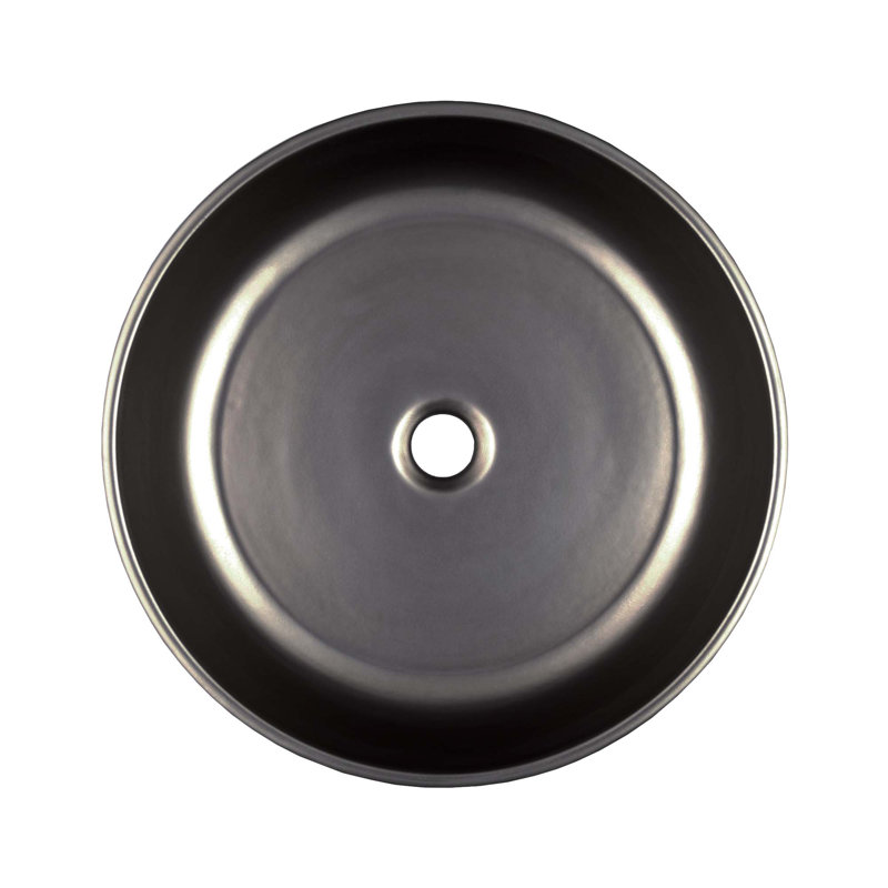 Bliss 16" Round Fireclay Vessel Bathroom Sink, Gunmetal