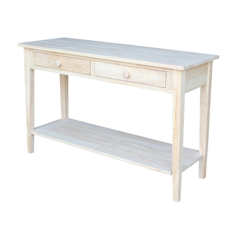 Solid Wood Console Table, 30" H x 48" W x 17" D, Unfinished / Ready to Finish