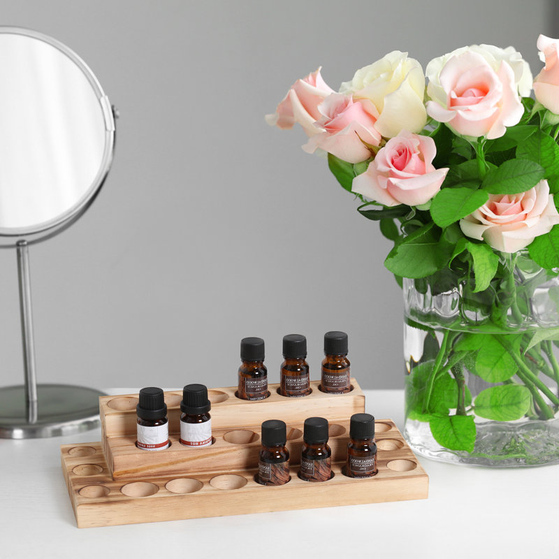 3 Tiers Essential Oils Storage Rack Wood Nail Polish Display Holder 23 Bottles
