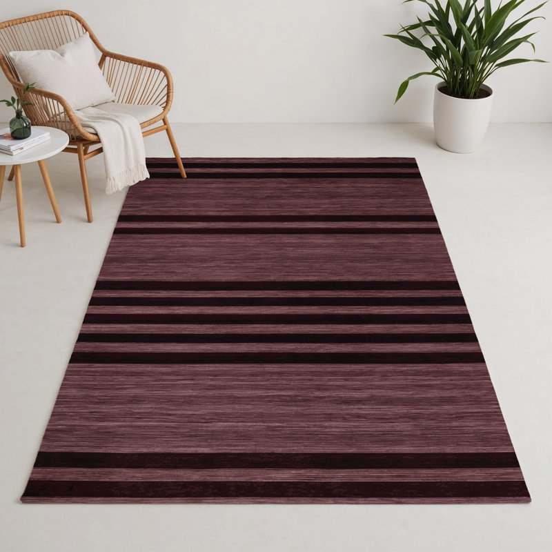 HorizontalStripes Brown Indoor and Outdoor Area Rug, Rectangle 9' x 12'