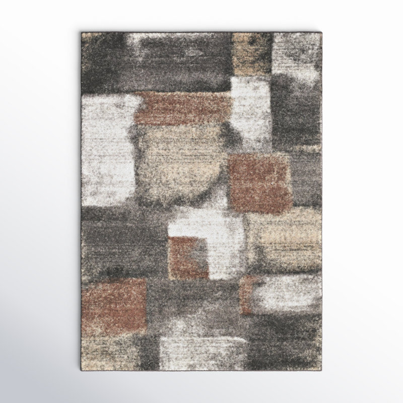 Menoher Gray/Brown Soft Abstract Neutral Indoor Area Rug, Rectangle 1'11" x 3'7"