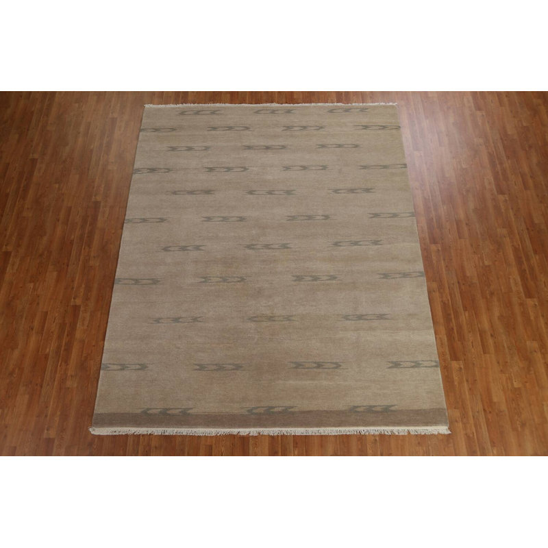Tapis oriental abstrait en laine noué à la main de conception unique 8 pi 2 po x 10 pi