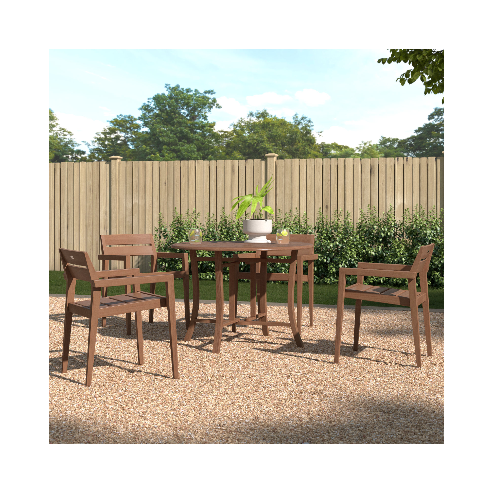 Kinsler Round 4 - Person Dining Set, 30" H x 43" W x 43" D