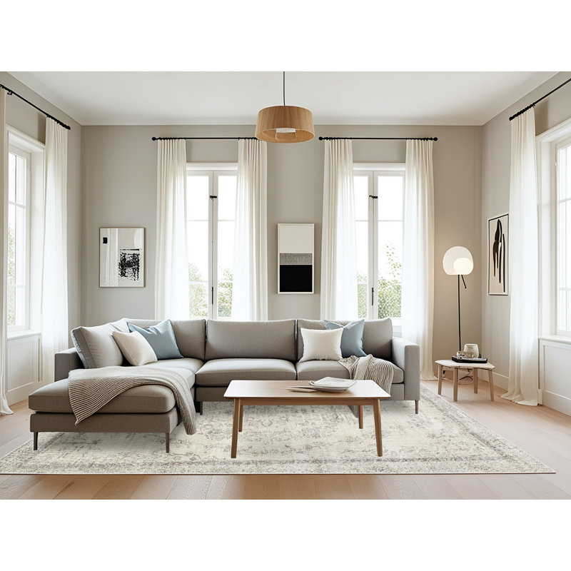 Tapis traditionnel gris / crème Virpi, Rectangle 8 pi x 10 pi