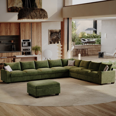 147.6'' Modular Sectional Sofa,8-seater Extra Large L shaped Couch With Ottoman Storage And USB