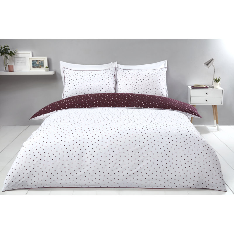 Fet Polyester Dots Duvet Cover Set with Pillowcases, Grey, Single - 1 Standard Pillowcase