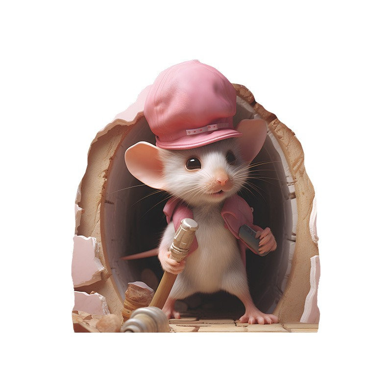 Mouse Hole 3DWall, autocollants muraux de souris, autocollants muraux faits à la main, adhésifs muraux de souris, décorations murales pour la maison