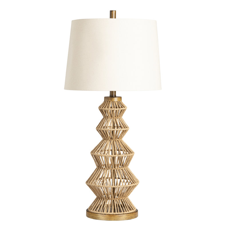 33" Metal Table Lamp With Cream Shade