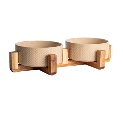 Gibson Home Elevated Dog Bowls with Stand, Raised Ceramic Double Dog Bowl