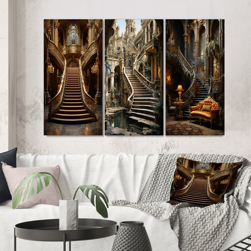 Castles Royal Refuge Rich - ensemble de 3 reproductions, Toile tendue, H 28 po x l 36 po