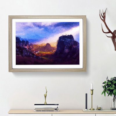 Sunset over the Mountains in Greece - Picture Frame Painting Print