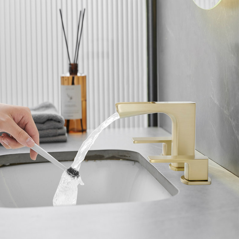 Waterfall 8 In. Widespread Double-Handle Bathroom Faucet, Matte Black