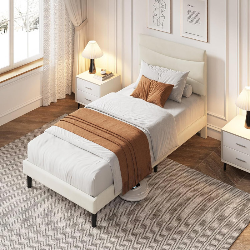 Upholstered Platform Bed Frame Twin Size