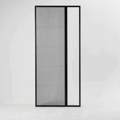 S3.0 32-36"W x 80"H Black Retractable Folding Pleated Patio Screen Door