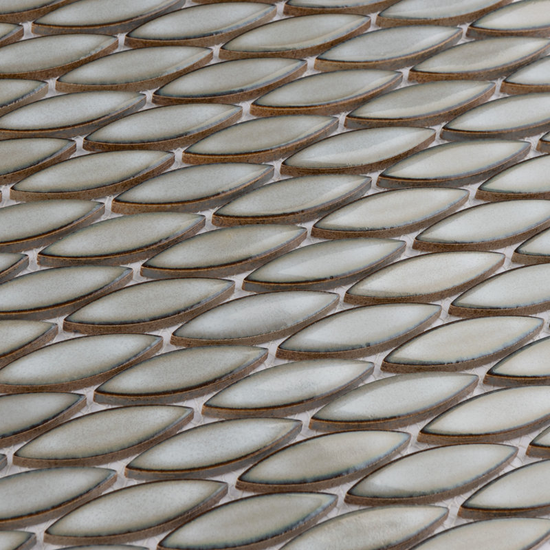 Carreau de mosaïque en porcelaine Pescado 12 "x 12-1 / 2", Lin gris