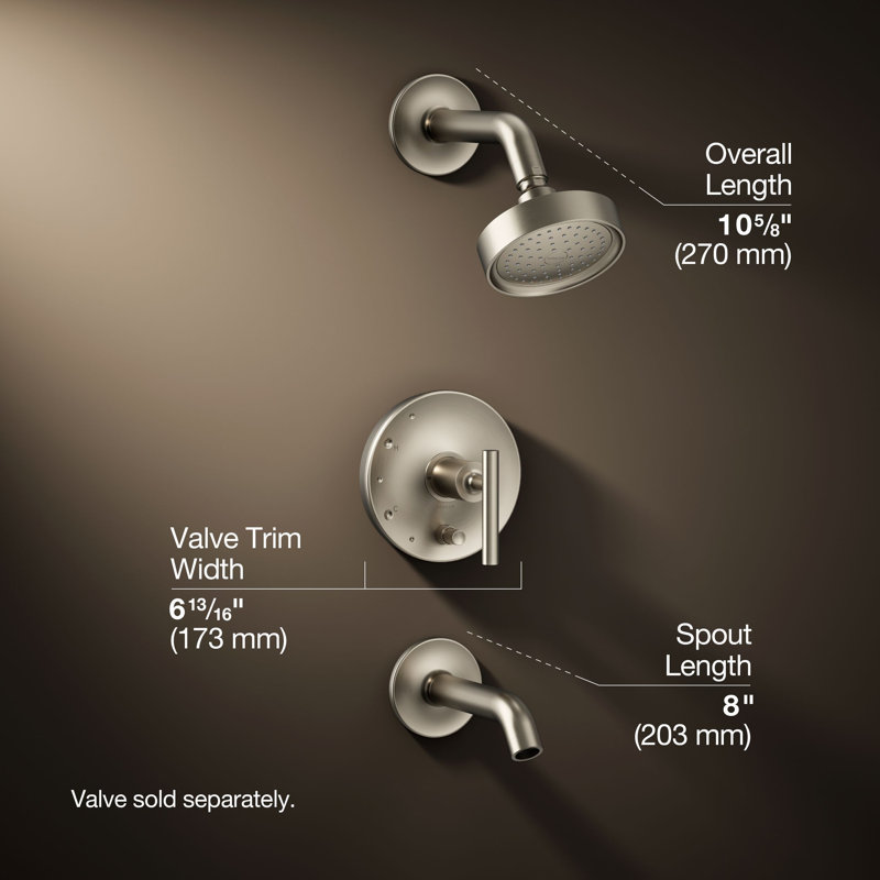 Purist Pressure-Balancing Thermostatic Tub and Shower Faucet, Vibrant Brushed Nickel, Lever Handle, 2.5 GPM