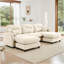 Canapé modulaire en U modulaire avec repose-pieds, tissu en chenille de qualité supérieure, 2 coussins décoratifs, mousse haute densité, dossier rembourré capitonné, facile à installer pour divers espaces-1298101545-1298101544