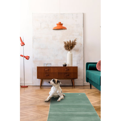 Tapis de couloir en laine bleu clair One-of-a-Kind 2 pi 9 po x 6 pi 6 po