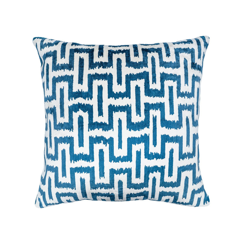 Oreiller en velours de soie Omega 20 po x 20 po Omega, Bleu