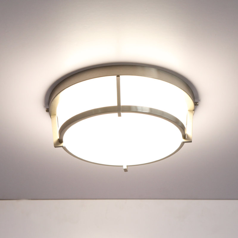 25W Dimmable Flush Mount Ceiling Light, 13 Inch LED Ceiling Light Fixture, 2700K-4000K Adjustable, Brushed Nickel Truncated Cone Ceiling Lighting for for Indoor Use