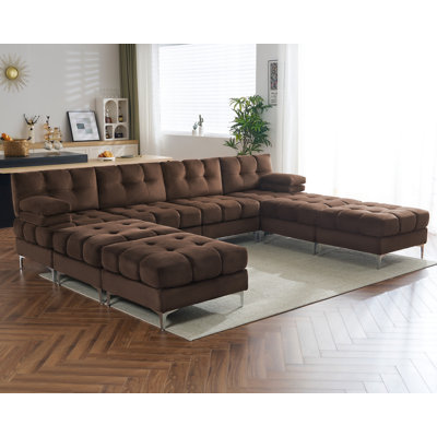 Modular Sectional Couch,124 Inch Sectional Sofa With Metal Legs, Modern U Shaped Sofa For Living Room(Chenille)