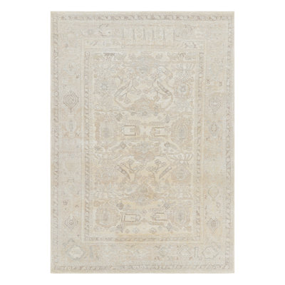 Rug & Kilim’S Oushak Rug In Beige And Cream White With Floral Patterns