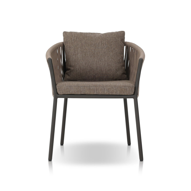 Chaise de patio avec coussin, Ellor brun, Bronze