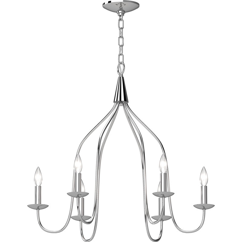 Lustre chandelier 6 lumières de 26 po de large Red Barrel Studio® 3056 Windsor - Chrome