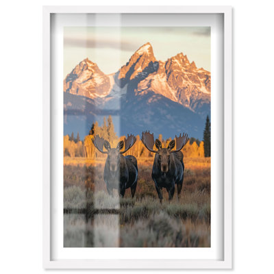 «Teton Twins Shadowbox Print Travel Art Prints» par Notoriart, cadre blanc, 31 x 46