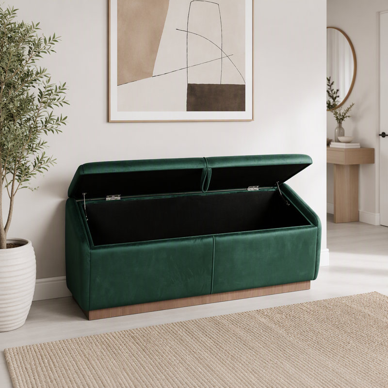 Velvet Upholstered Bench, Green