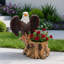 Pot à fleurs sur une souche d'arbre Majestic Eagle avec des ailes déployées - Pot de fleurs décoratif en polyrésine durable pour patio et pelouse - Cadeau de décoration unique
