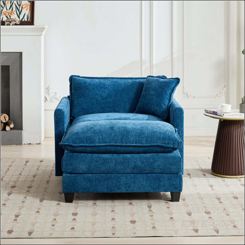 Canapé modulaire Cloud avec coussin double couche, Chenille bleue