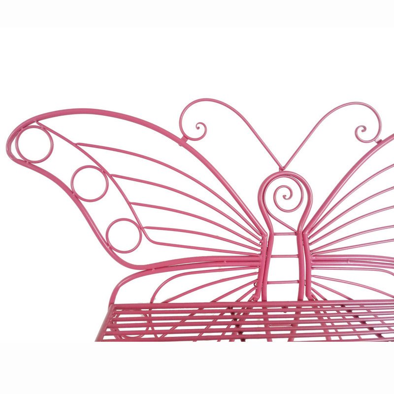  Butterfly Metal Outdoor Garden Bench, Pink