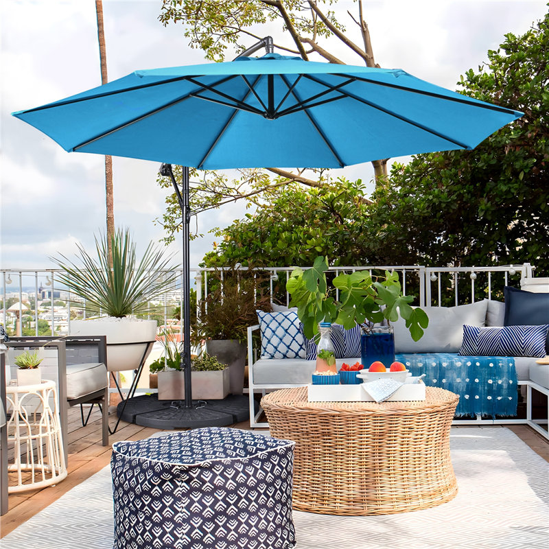 Parasol suspendu d'extérieur 10 pi Brunet, Bleu ciel