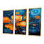 Abstrait bouton d'or jaune sur bleu cosmique - ensemble de décorations murales boutons d'or-108457465-108457478