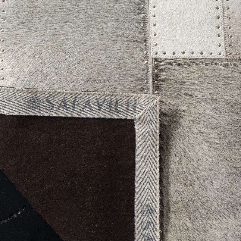 Studio Leather Hand Woven Leather With Felt Geometric Rug, Rectangle 8' x 10'