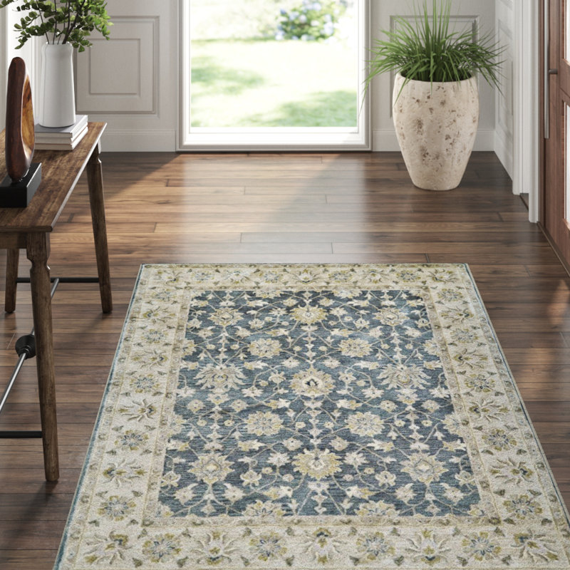 Eaton Wool Oriental Area Rug in Smoke, Rectangle 2' x 3'