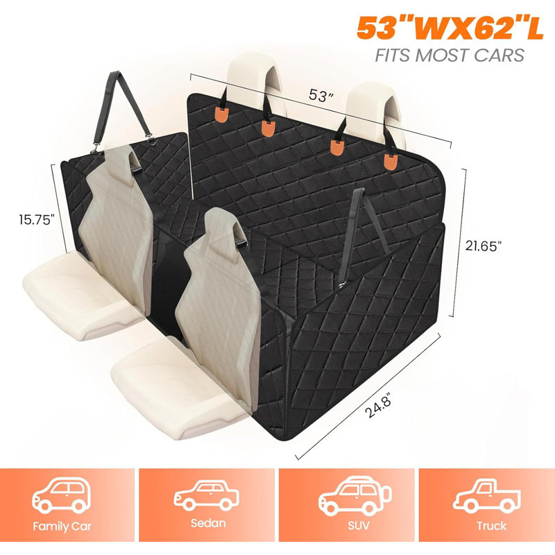 Dog Car Seat Cover For Back Seat, 1 Waterproof Pet Seat Cover &  side panel Hammock For Cars Trucks And Suvs,XL
