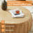 31.5" Round Fluted Coffee Table, Natural Wood Drum Table-137411488