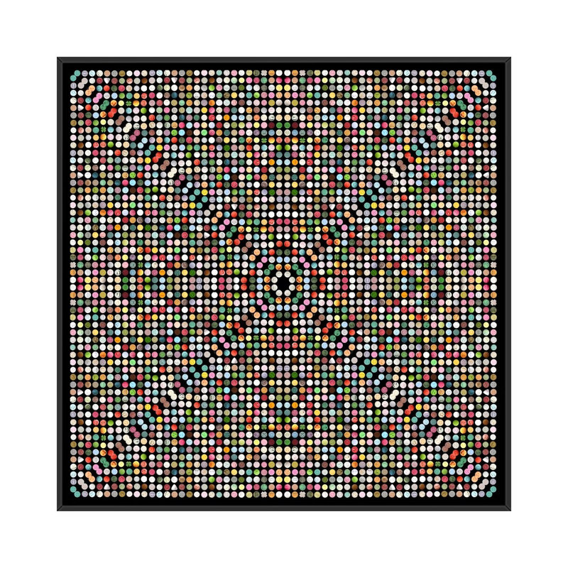 Albree Modern Gumball Drops, impression sur toile, H 18 po x l 18 po x P 1,5 po, Toile avec cadre noir, Pas de tapis