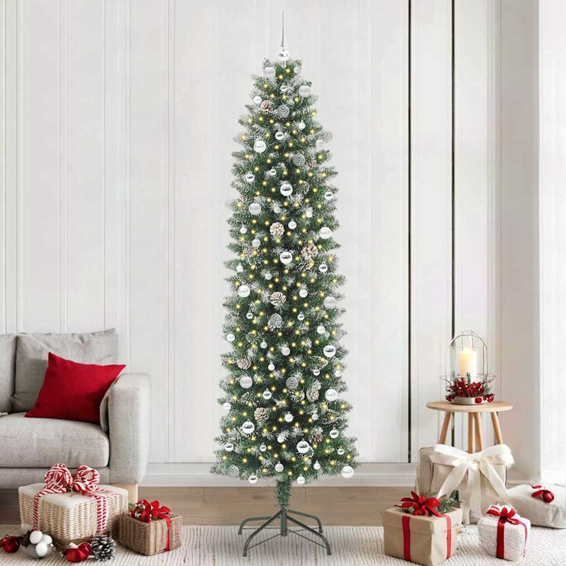Artificial Slim Christmas Tree, Silver, 7.87' H