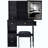 Small Size Left Drawer Desktop Vanity Table + Cushioned Stool, 2 AC+2 USB Power Station, Hair Dryer Bracket, Extra Large Touch Control Sliding LED Mirror, Tri-Color Switching, Brightness Adjust-1669419660