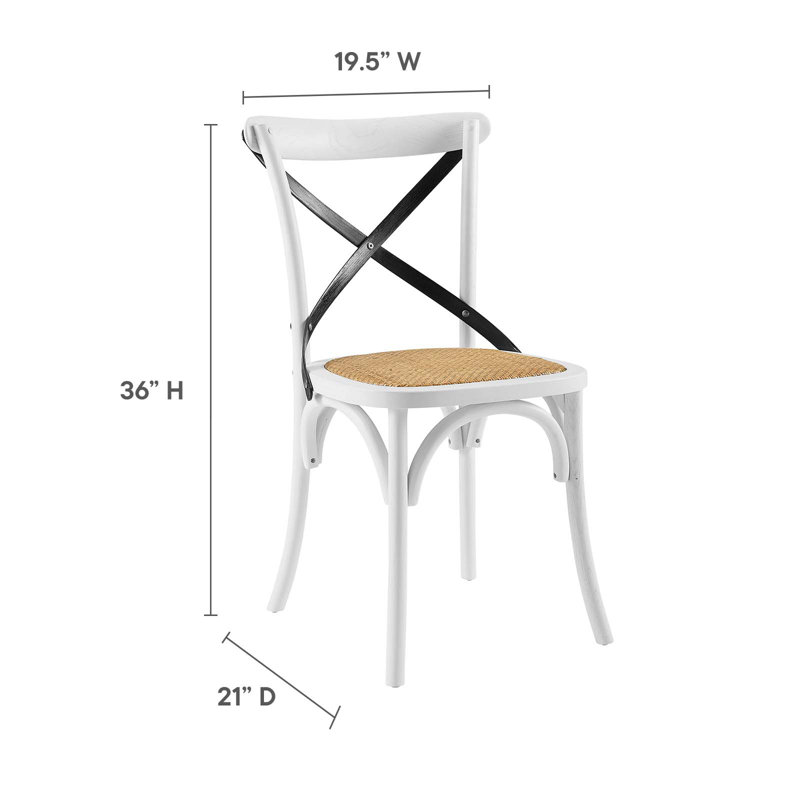 White and Black Elm Wood Cross Back Side Chair Set